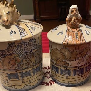 Louisville Pottery Noah’s Ark Canisters (Rare and Discontinued Pattern)